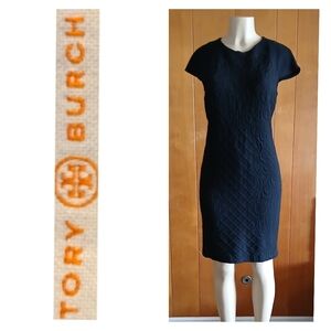 Tory Burch Black Sheath Mini Dress Mock Neck